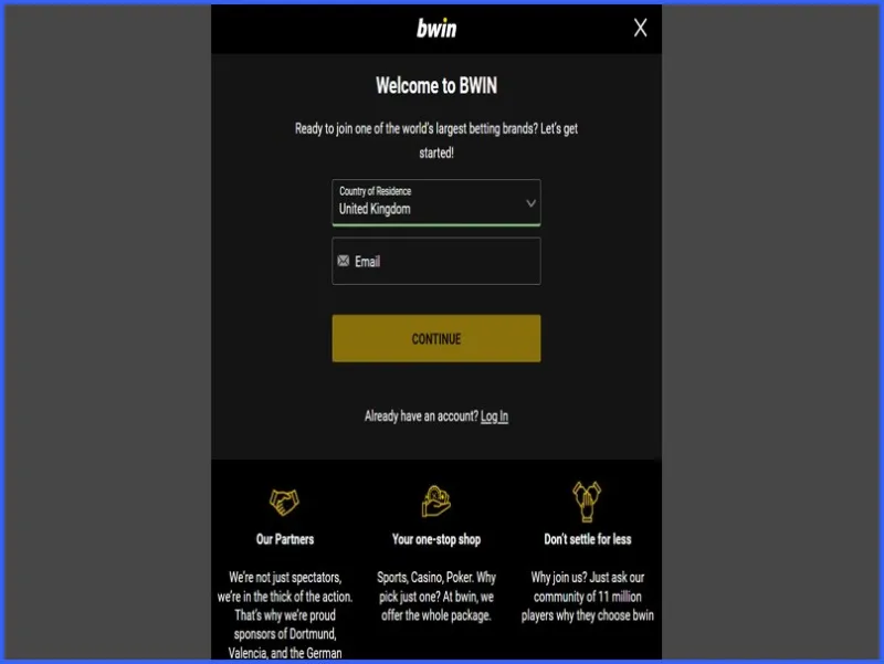 Registro en el casino Bwin