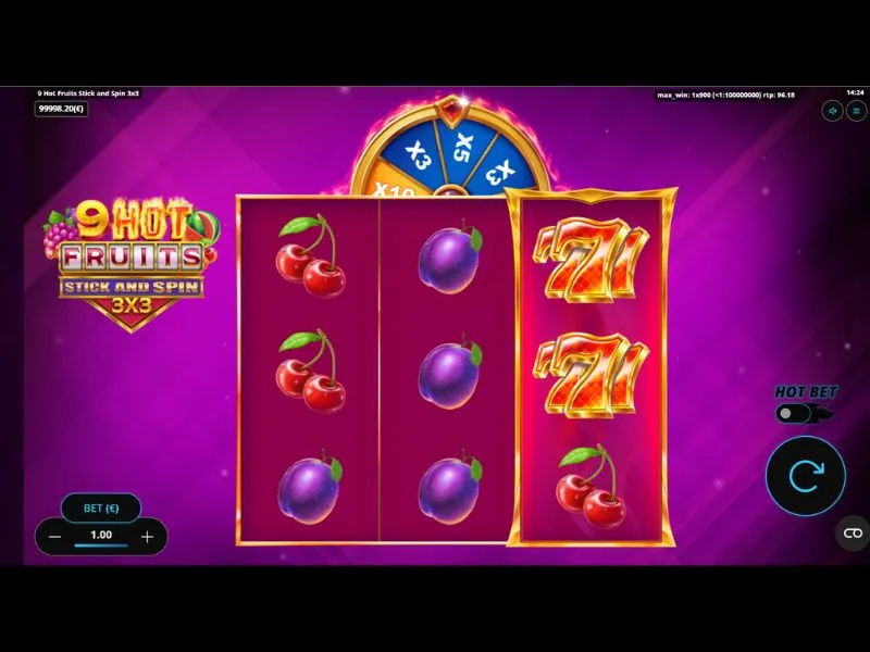 Estratégias e tácticas 9 Hot Fruits Stick and Spin 3X3