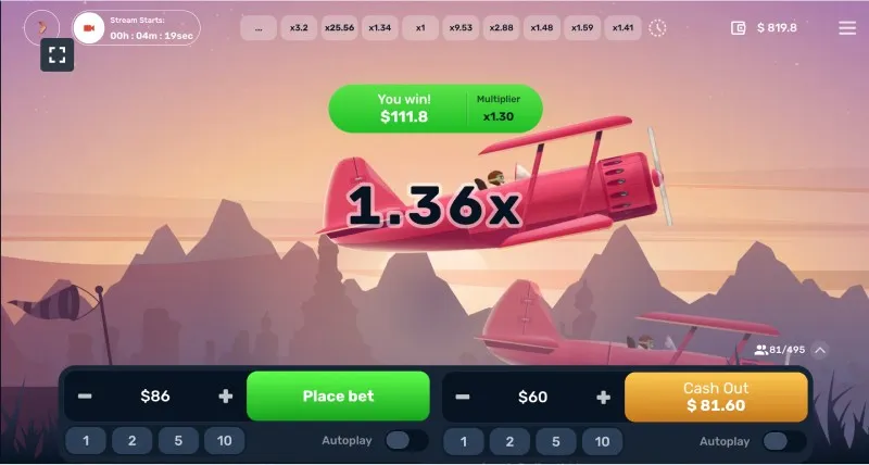 Unterschiede bei einem Crash-Spiel mit einem Flugzeug