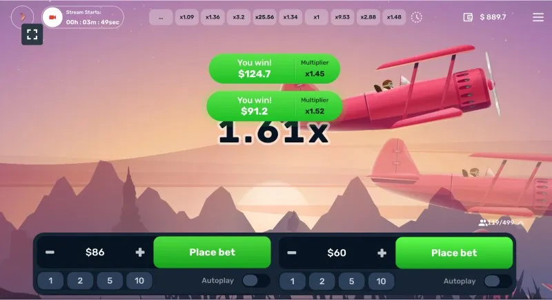 Crash-Spiel mit Flugzeug spielen