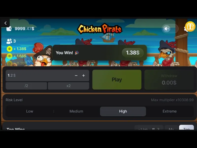 Play Chicken Pirate crash game for money