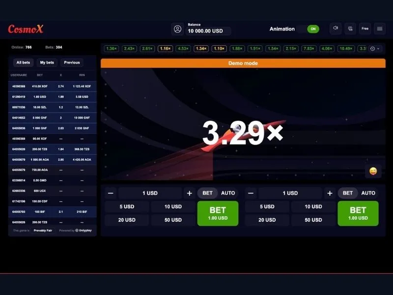 About the CosmoX crash game