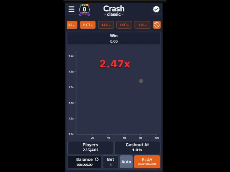 Juega al clásico Crash por dinero