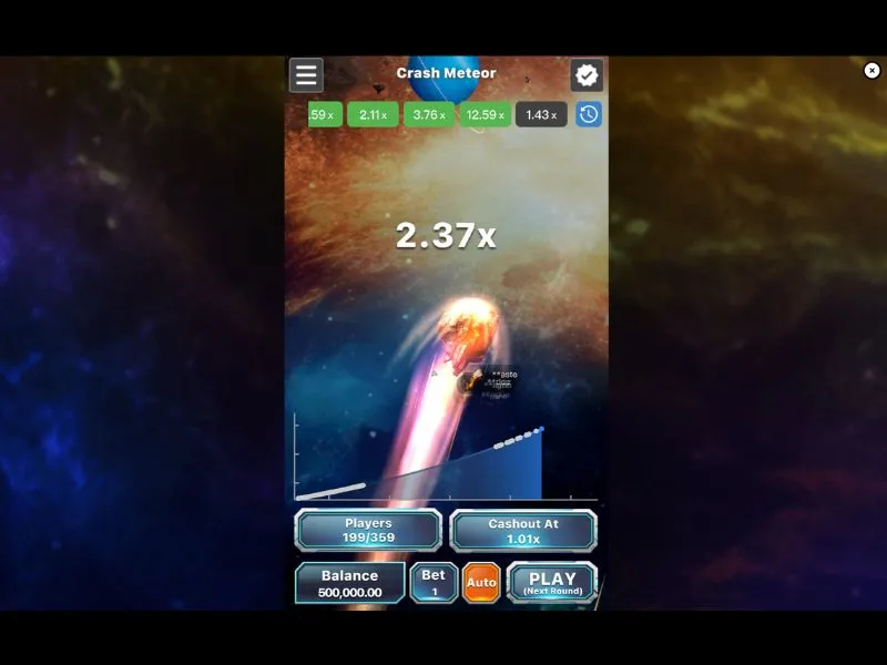 Juega por dinero en el juego Crash Meteor Gemini