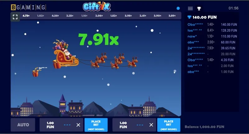 Gift X crash game features