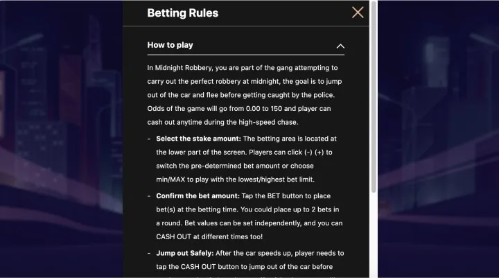Advantages and disadvantages of playing Midnight Robbery