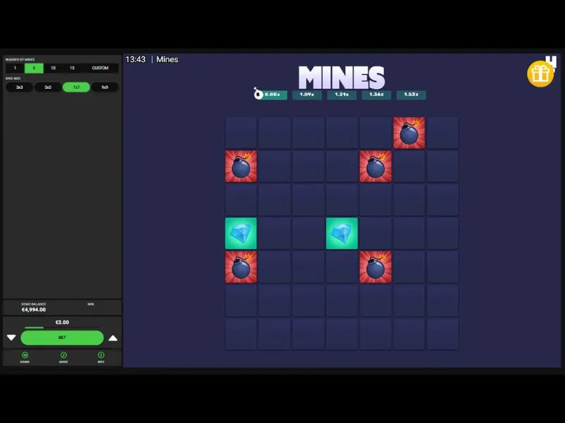 Играть бесплатно в Mines Dare2win