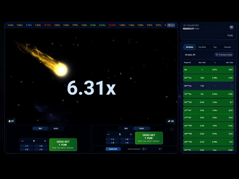 Play Starlight crash game for money