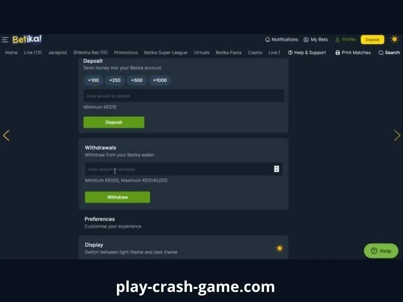 Hacer un depósito para juegos de choque en Betika