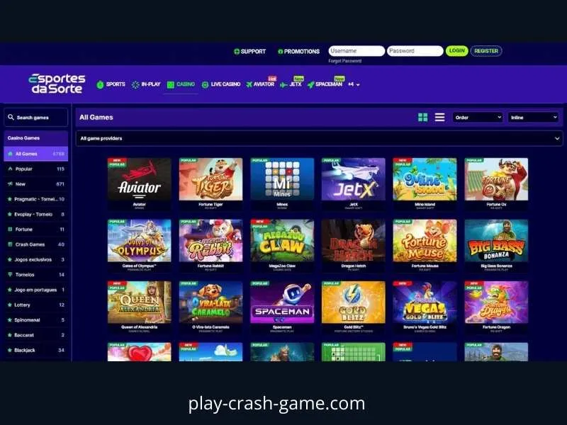 Spielen Sie Online-Crash-Spiele bei Esportes casino