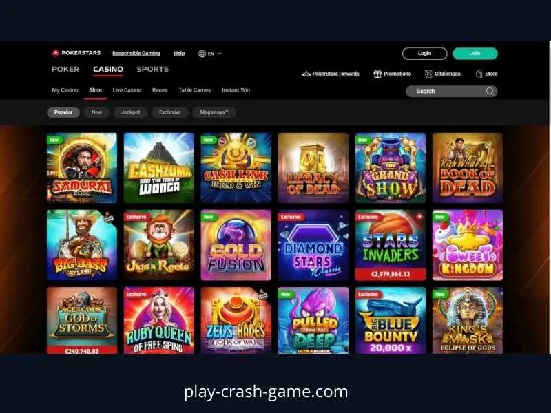Jogar jogos de queda online no Pokerstars Casino