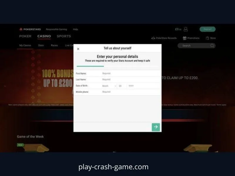 Jogar Crash Games no Pokerstars