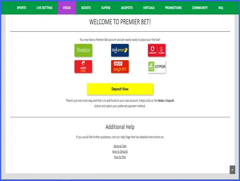 Einzahlung bei Premier Bet Casino