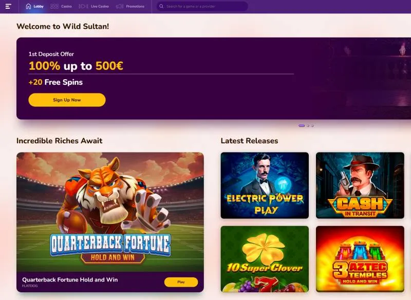 Jogue jogos de cassino on-line no Wild Sultan Casino