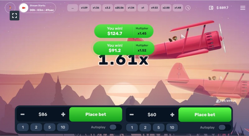 Play crash game with airplane