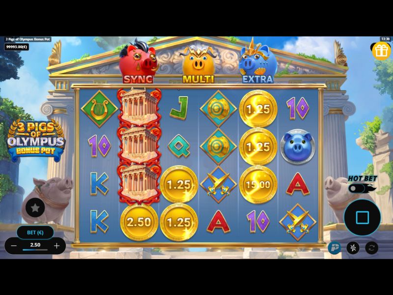 Juega por dinero en el juego de choque 3 Pigs of Olympus