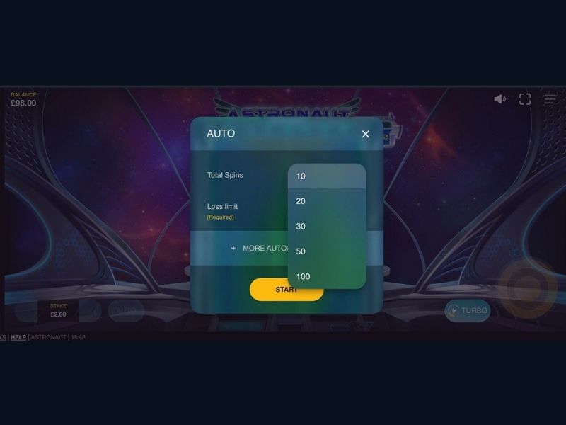 Trama del juego de tragaperras Astronaut