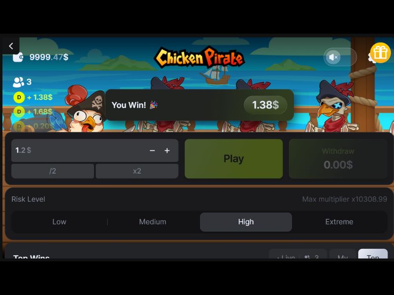 Jugar Chicken Pirate crash juego por dinero