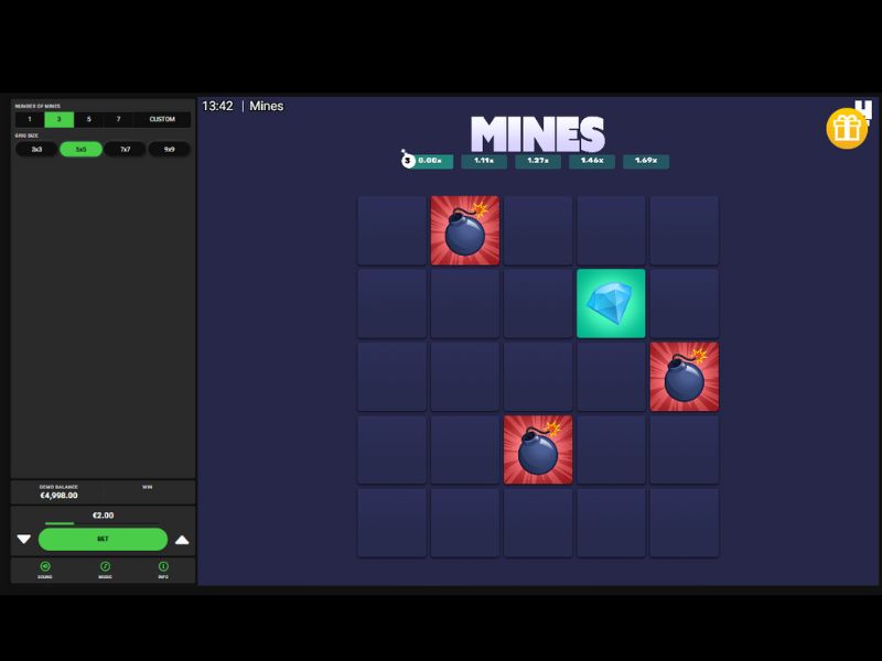 Juega al juego de choque Mines Dare2win por dinero