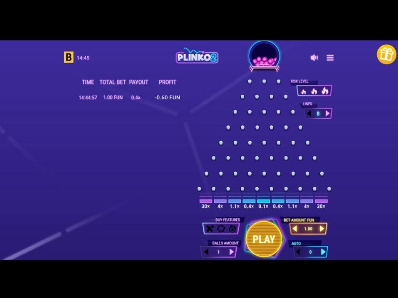 Play for money in Plinko 2 crash game