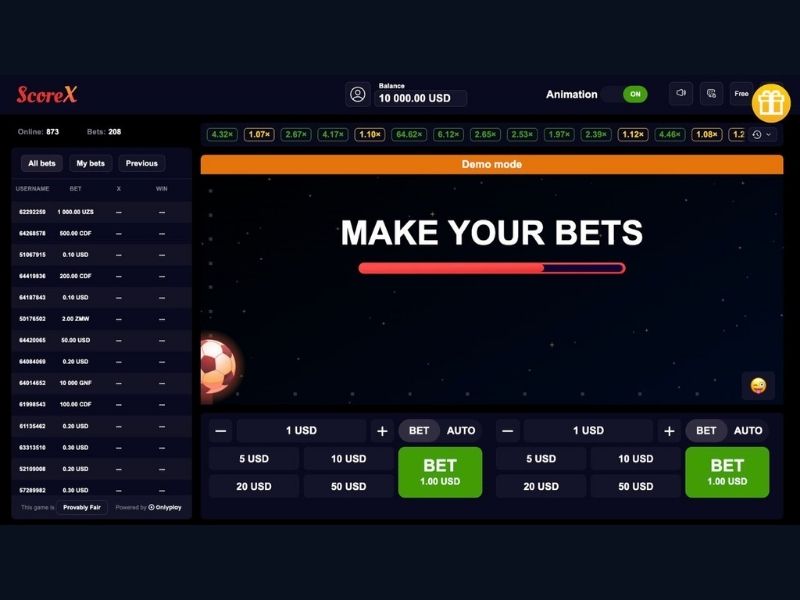 Play Score X crash game for money