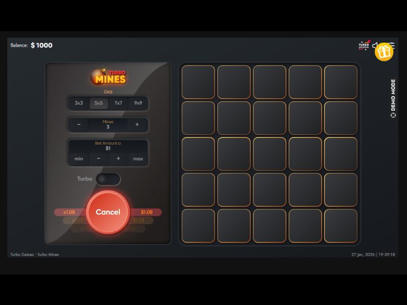 Juega Turbo Mines crash game por dinero