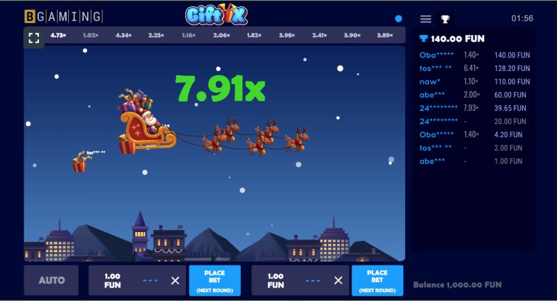 Gift X crash game features