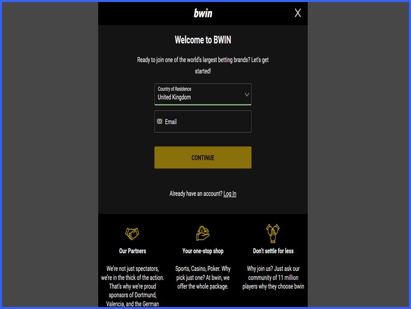 Registering at Bwin casino